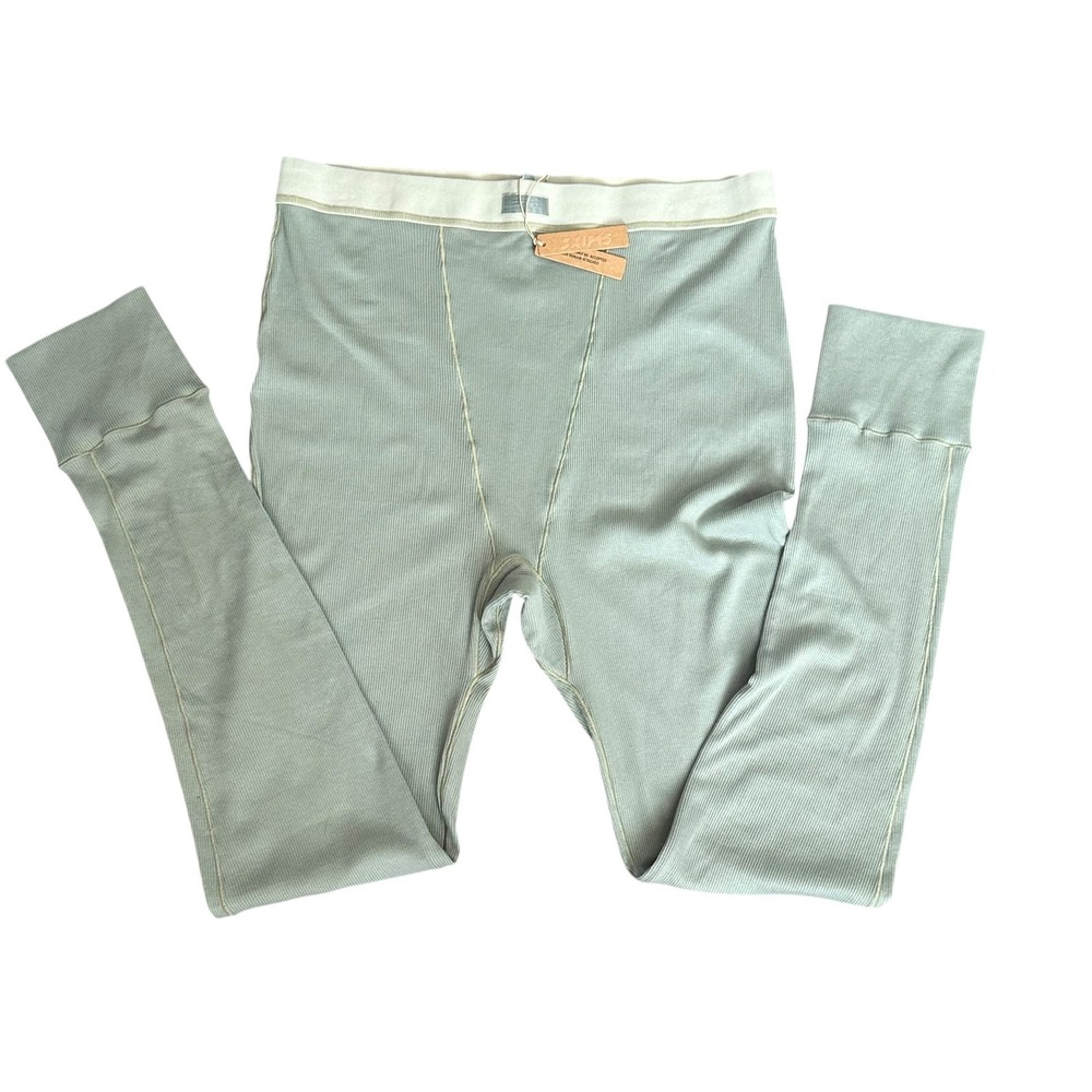 SKIMS Leggings NWT Size XL‎ Mineral Green Gray APLEG0039 Ribbed Thermal Pants